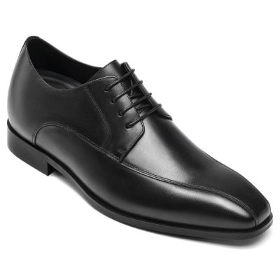 Zapatos De Vestir Hombre Con Alzas – Derby Cuero Negro 7cm