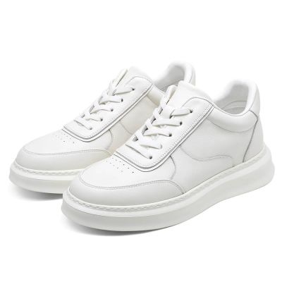 Zapatillas Con Alzas - Calzado Con Alzas - Zapatillas Casual Piel Blanca 6cm
