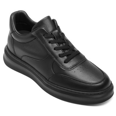 CMR CHAMARIPA Zapatos con alzas para hombre - Zapatillas casuales de cuero negro, aumentan la altura 6 cm