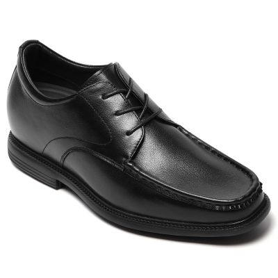 Zapatos elevadores hombre – Zapatos derby negros de cuero suave con alza de 7 cm