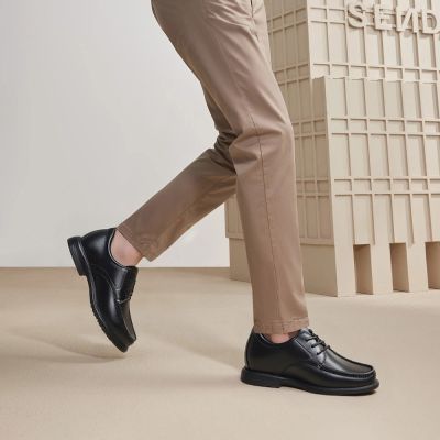 Zapatos elevadores hombre – Zapatos derby negros de cuero suave con alza de 7 cm