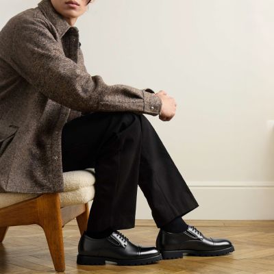 CMR CHAMARIPA Zapatos Formales Con Alzas Para Hombre Zapatos Derby de Negocios de Cuero Negro 8 CM