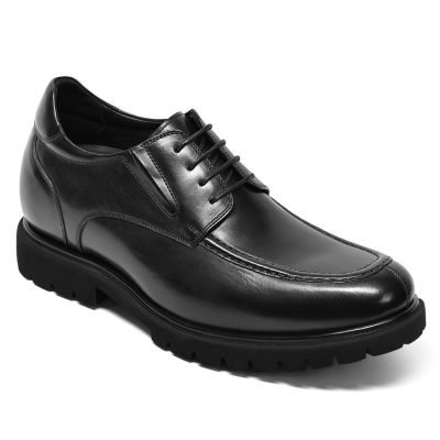 Zapatos con Alzas Hombre - Derbis de Cuero Negros 8cm