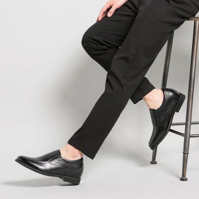 Zapatos elevadores hombre – Mocasines de cuero negro con alza de 7 cm