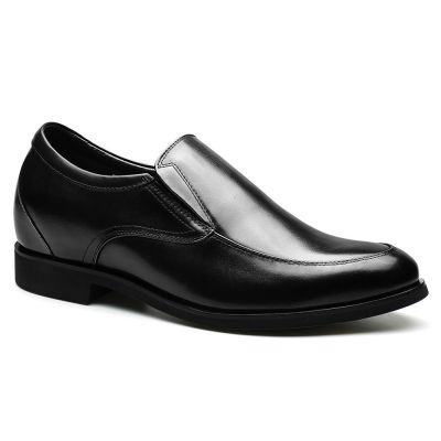 Zapatos elevadores hombre – Mocasines de cuero negro con alza de 7 cm