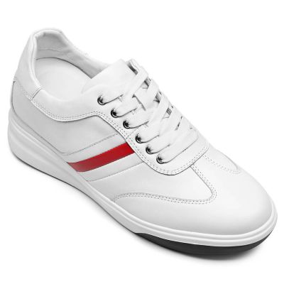 Zapatos Deportivos con Alzas para Hombre – Zapatillas Blancas de Cuero con Elevación de 8cm