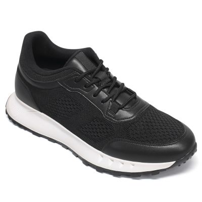Zapatos deportivos con alzas – Zapatillas negras de punto 6cm