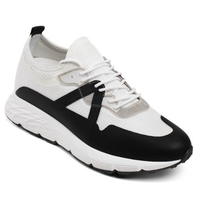 Deportivas con alzas hombre – zapatillas blancas transpirables de punto 8cm