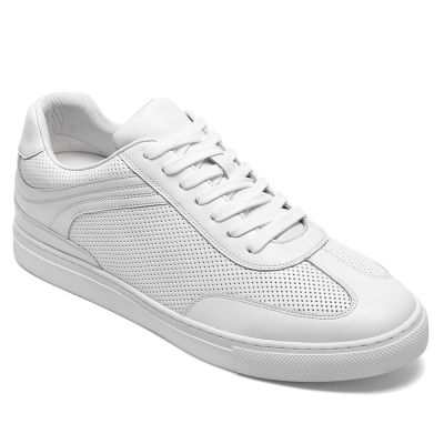 Zapatos con alzas de 6 cm blancos – Zapatos casuales de cuero para hombre