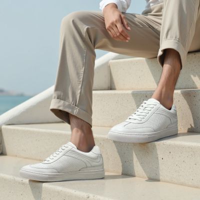 Zapatos con alzas de 6 cm blancos – Zapatos casuales de cuero para hombre