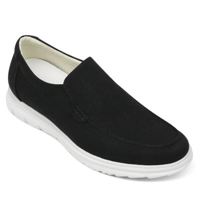 Zapatos para Ganar Altura para Hombre – Mocasines Negros de Lona 5cm