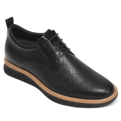 Zapatos Casual de Negocios con Alza de 7 cm para Hombre en Negro - zapatos para ganar altura