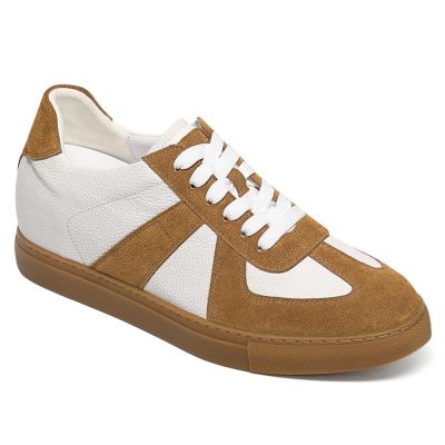 Zapatos con alzas de patchwork marrón para hombre de 7cm