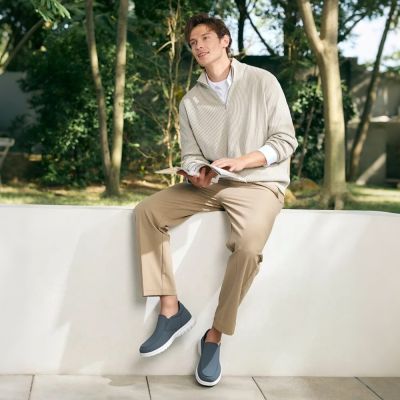 Zapatos con alza interior – Mocasines de lona gris 7cm