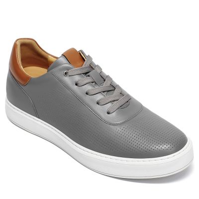 Zapatos con alzas de 6 cm para hombre en cuero gris de estilo relajado