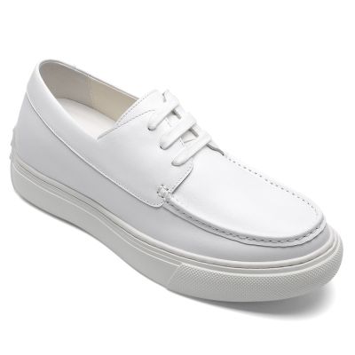 Zapatos de Cuero Casual Elevadores de 6 cm para Hombre en Blanco - calzado con alzas