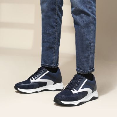 Zapatos Deportivos con Alzas para Hombre – Zapatillas Transpirables Azul con Elevación de 8cm