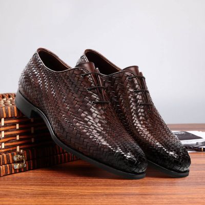 Zapatos Hombre que Tenga Alzas Marrón - Zapatos Oxford de Vestir - 7 CM Más Alto