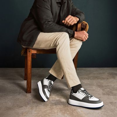 CMR CHAMARIPA zapatos para aumentar de altura - zapatos de exterior de cuero gris, que añaden 7 cm de altura.