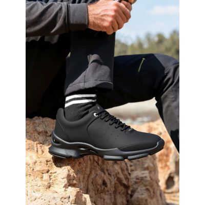 CMR CHAMARIPA Zapatos con alzas - Zapatos deportivos de cuero negro para exteriores, aumenta la altura 7 cm