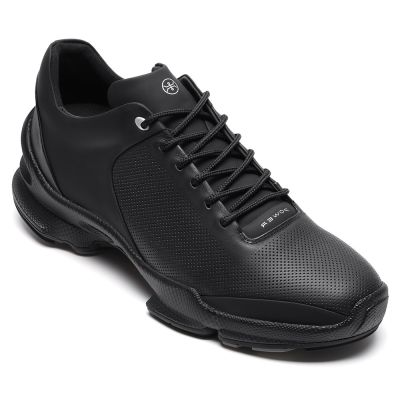 CMR CHAMARIPA Zapatillas con alzas para hombre | Sneakers de cuero negro transpirables 7 CM 