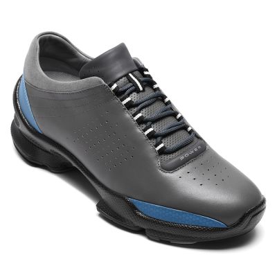 CMR CHAMARIPA Zapatillas deportivas con alza para hombre | Zapatillas deportivas de cuero transpirable grises que aumentan la estatura 7 cm 