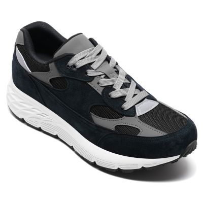CMR CHAMARIPA Zapatillas con alzas para hombre | Deportivas negras de malla y ante 7 CM