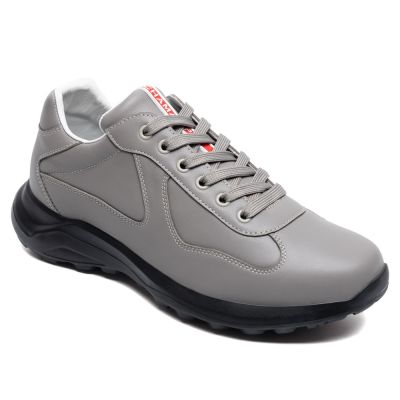 CMR CHAMARIPA Zapatos de Aumento de Altura para Hombre de 7 CM Zapatillas Deportivas Informales de Cuero Gris Para Exteriores