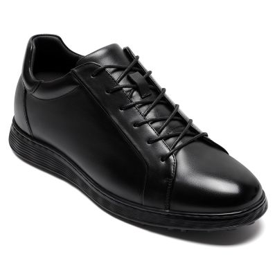 CMR CHAMARIPA Zapatos con alzas para hombre | Zapatos casuales de piel negra con alzas de 6 CM