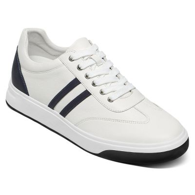 CMR CHAMARIPA Zapatillas informales con alzas para hombre | Zapatos de piel blanca con alzas de 5 CM