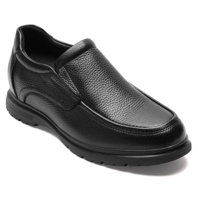 CMR CHAMARIPA Calzado con alzas para hombre | Mocasines casuales de cuero negro 8 CM