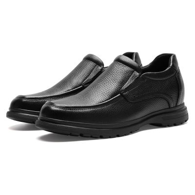 CMR CHAMARIPA Calzado con alzas para hombre | Mocasines casuales de cuero negro 8 CM