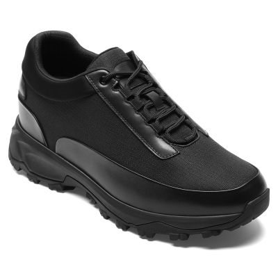 CMR CHAMARIPA Zapatos con alzas para hombre | Trainers de cuero negro resistentes para exteriores 9 cm