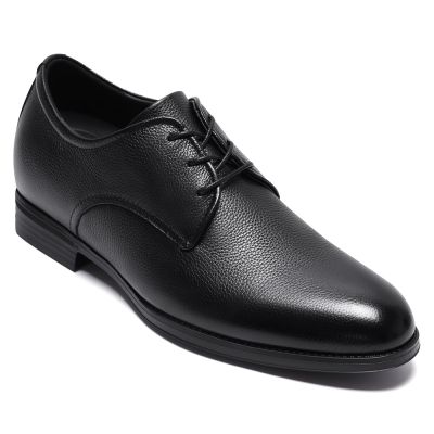 CMR CHAMARIPA Zapatos de vestir con alzas para hombre | Zapatos Derby de cuero grabado negro 7 cm