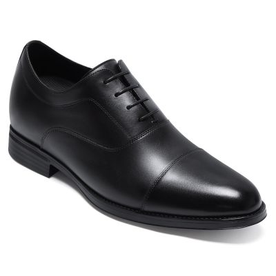 CMR CHAMARIPA Zapatos con alzas para hombre | Zapatos Oxford de cuero negro 7 cm