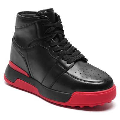CMR CHAMARIPA Zapatillas con Alzas Para Hombre 10CM| Zapatillas Altas de Piel Negra