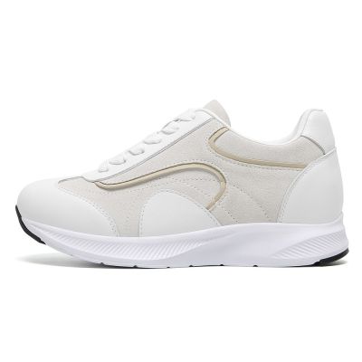 CMR CHAMARIPA Zapatos con alza para mujer | Zapatos casuales ligeros de ante beige con tacón de 6 cm