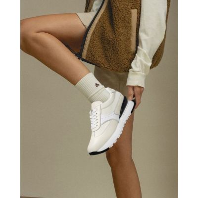 CMR CHAMARIPA Zapatos con alzas para mujer | Zapatos casuales de piel color hueso, 8 cm