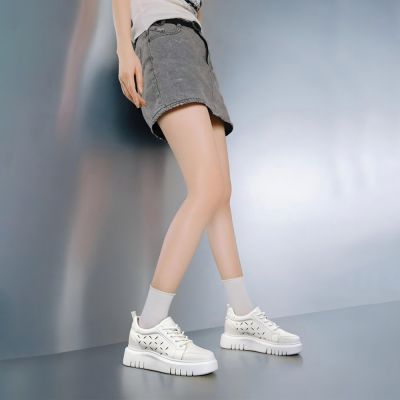 Zapatos Con Alzas Mujer 8cm – Zapatillas Plataforma Cuero Blanco