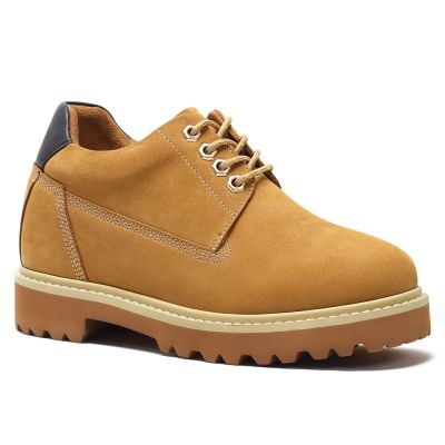 Zapatos Aumentar Altura Mujer 8cm – Nobuk Amarillo Casual