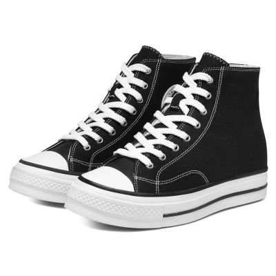 De Lona Zapatos Con Alzas Mujer - Zapatos Con Alza Casuales - Zapatos De Lona Negros 6CM