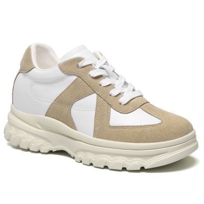 CMR CHAMARIPA Zapatos con Alzas Para Mujer Zapatos Casuales de Ante Color Albaricoque 7CM