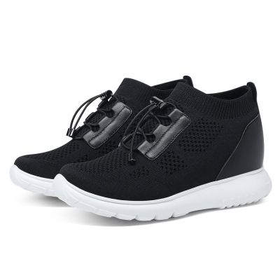 Zapatillas Con Alzas Mujer - Zapatillas Con Altura Hombre - Zapatillas De Punto Negras Para Mujer 8cm