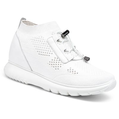 Zapatillas Con Alzas Mujer - Zapatillas Con Altura Hombre - Zapatillas Punto Blanco 8cm