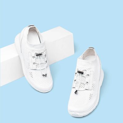Zapatillas Con Alzas Mujer - Zapatillas Con Altura Hombre - Zapatillas Punto Blanco 8cm