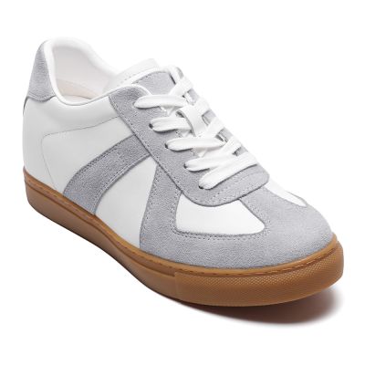 CMR CHAMARIPA  Zapatos para mujer que aumentan la estatura de la marca | Zapatos casuales de ante gris con alza interior de 7 cm