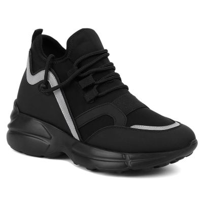 Alzas Para Zapatos Mujer - Tela Elástica Negra Deportivas Con Tacon Oculto 8 CM Más Alto 