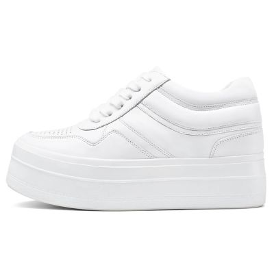 zapatillas con alzas mujer - zapatos con alza - Deportivas Cuña Blancas 8 CM