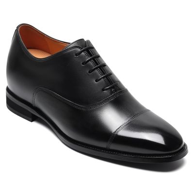 CMR CHAMARIPA Zapatos de vestir con alzas para hombre | Zapatos Oxford de cuero negro 7 cm
