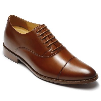 Zapatos Elevadores de Cuero Marrón para Hombre – Altura 7cm